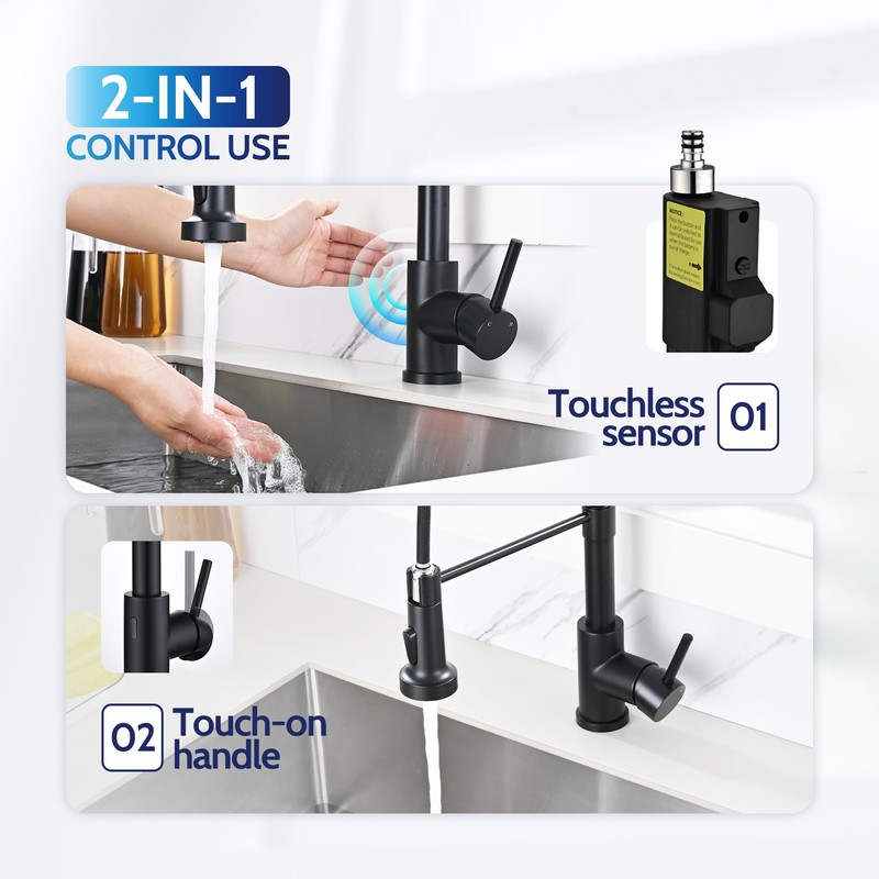 LUFEIDRA Touchless Kitchen Faucet with Pull Down Sprayer-Black Kitchen Faucet