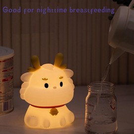 BFYCHYC Little Dragon Kids Night Light, Cute Animal Soft Silicone LED Color Changing Lamp，Rechargeable Nursery Bedside Bedroom Table Decor, Best Birthday Christmas Gift for Kid Girl Boy