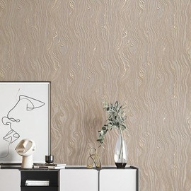 Flarnadox Gold Wood Peel and Stick Wallpaper Stripe Khaki Removable Wallpaper Self Adhesive 3D Contact Paper Wallpaper Vinyl Modern Wallpaper for Bathroom Bedroom 118"x20.8"