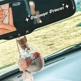 1Pc White Passenger Princess Decal Sticker, Vinyl Sun Visor Mirror Decal Vanity Mirror Decal Cute Car Rear View Mirror Decals Funny Gift for Girlfriend Automotive Decals, Decals