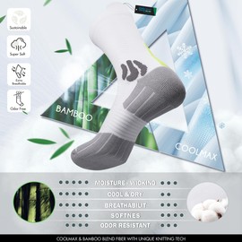 BRISIRA Bamboo Viscose Compression Socks Men Women Running Hiking Tennis Crew Cooling Moisture Wicking Anti Blister 3 Pack