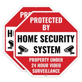 2PC 24 Home Security Signs, 12 x 12 Inches - Aluminum - Protected By Home Security Monitoring Alarm Signs for House Home Yard