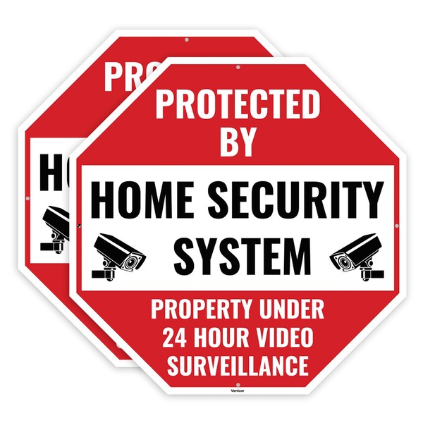2PC 24 Home Security Signs, 12 x 12 Inches -