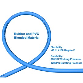 YOTOO Hybrid Lead in Air Hose 3/8-Inch by 6-Feet 300 PSI Heavy Duty, Lightweight, Kink Resistant, All-Weather Flexibility with Bend Restrictors, 1/4-Inch Industrial Quick Coupler and Plug, Blue