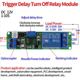 1Pcs DC 12V Timer Module Timer Relay Adjustable Timer Delay Turn OFF Module Timing Relay Time Switch 1~10sec