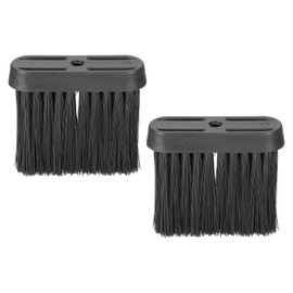 PATIKIL Fireplace Brush Replacement Head, 2Pcs Plastic Oblong Broom Brush Soft Bristles Brush Head for Cleaning Fireplace Dusting Furniture Brushes, Black
