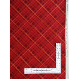 Henry Glass & Co. Christmas Legend Fabric Diagonal Red Holiday Plaid Cotton Henry Glass Yard