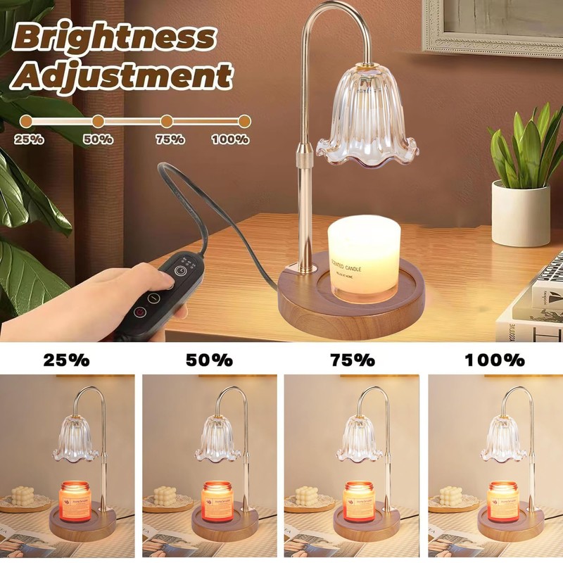 Electric Timer Candle Warmer Light,with Bracket Dimmable Candles Wax Glass