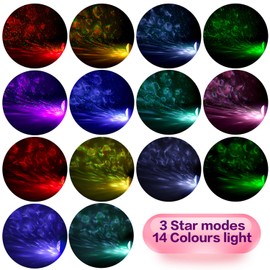 KAVAVO 14 Colors Starry Sky Galaxy Star Projector Light USB Interface Stroboscopic Timing Off Multiple Projection Angles for Bedroom, Kids Room, Party, Home Decoration (Multi-Colored)
