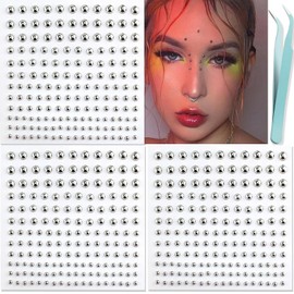 Lilbitty Pack of 3 Lip Studs, Fake Nose Studs, Eyebrow Studs, Non-Penetrating Nose Stud for Sticking on Silver Belly Button Stickers, Cool Punk Y2K