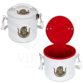 Generic Masonic Daughters of ISIS White Fez Case - DOI Hat/Cape Case in White Imitation Leather with Shoulder Strap for Convenient Storage and Transport, Large