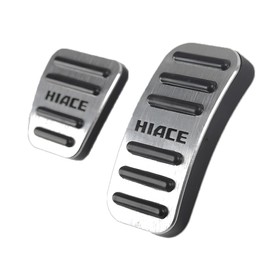 SAWAKAKI Toyota Hiace 200 Series 1-6 Special Design with Logo Aluminum Axle Pedal Brake Pedal Cover 2 Piece Set (Silver)