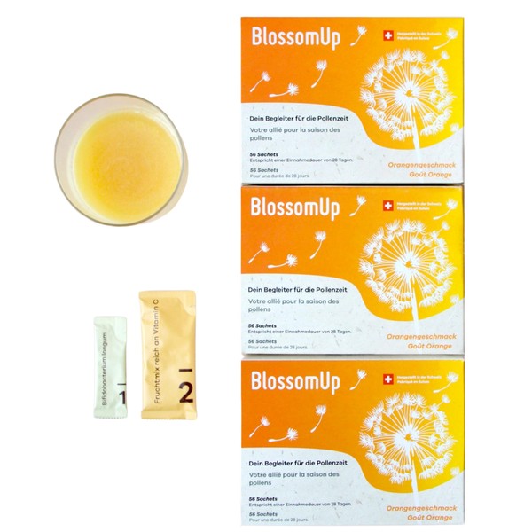 BlossomUp Natural Dietary Supplement for a Better Quality of Life in the Pollen Season. Made in Switzerland (12 Weeks, 168 Sachets for 84 Days)