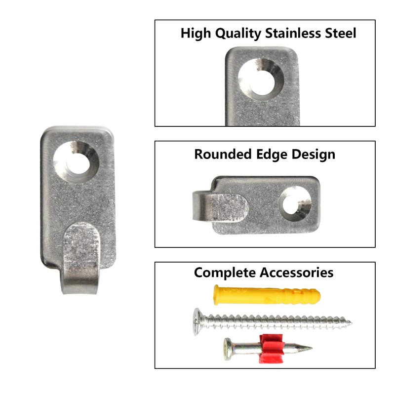 Runseaway 12PCS J-Shape Wall Mount Hooks, Stainless Steel J Hook,