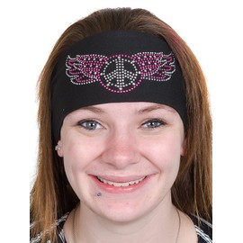 Skull Cap Head Wrap: Womens Headbands: Biker Chick Headwear: Símbolo de la paz (3 colores), Rosado