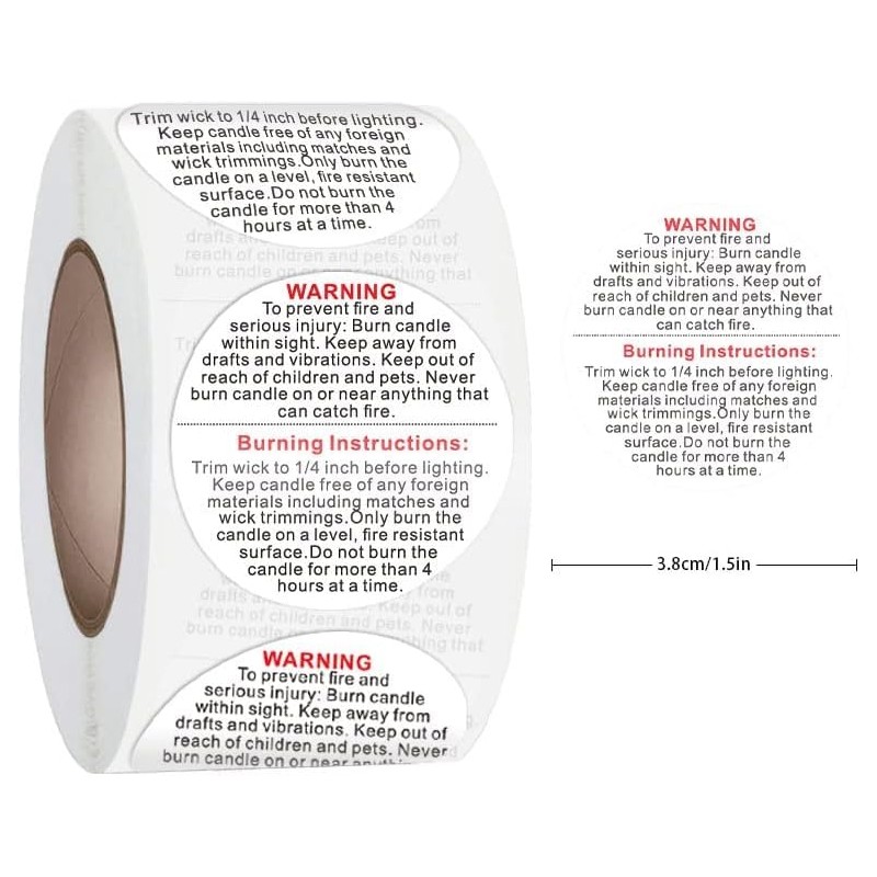 500Pcs White Candle Warning Labels, Candle Jar Container Stickers Candle