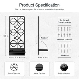 Black Metal Wall Art Decor, Minimalist Retro Line Wall Candle Holder Set of 2, for Living Room, Dining Room, Bedroom, Bathroom (16.5 x 7 in)