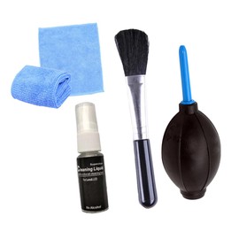 LALAFINA 4Pcs Computer Cleaning Kit Air Blower Cleaning Brush Microfiber Cloth for Screens Keyboards Electronics Black Blue