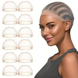 RAMGLYO 12 Pcs HD Wig Cap to Hold Wig in Place, Bald Cap for Wigs, Invisible HD Wig Cap for Lace Front Wig, HD Dark Brown Wig Cap