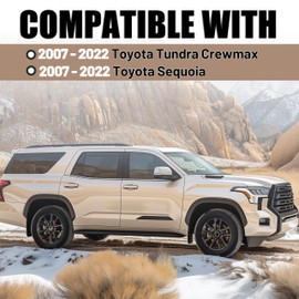 HECASA White Exterior Door Handle Kit Compatible with 2007-2022 Toyota Tundra Crewmax/Sequoia W/O Passenger Keyhole Painted Replacement for 81295, 692100C010, 692170C030, 692170C010