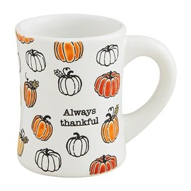 Mud Pie Thanksgiving Pattern Mug, Always, 14 oz
