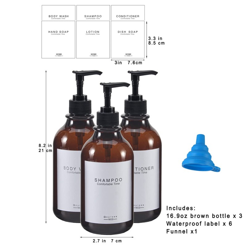 GOYISEE Shampoo and Conditioner Dispenser for Shower Wall 3 Chamber,Refillable