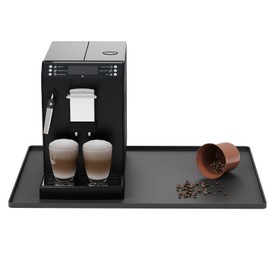 WUDIALIEN Silicone Coffee Mat with Raised Edges, 20'' x 15'', Keep Tidy for Countertops, Accessories Fit Under Coffee Maker Espresso Machine, Dish Drying Mat, Baking Mat (Black)