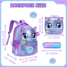 Meetbelify Backpacks for Girls School Bag Cute Girls Backpacks Ages 8-10 with Lunch Box Kids Bookbag Set Travel Backpack for Preschool Kindergarten Elementary Students Backpack to School Supplies