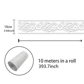 OHAOLYLE Wallpaper Border Sticker Transparent Lace Wallpaper Border Self Adhesive Removable Peel Mirror Wall Decor for Window Glass Door Bathroom