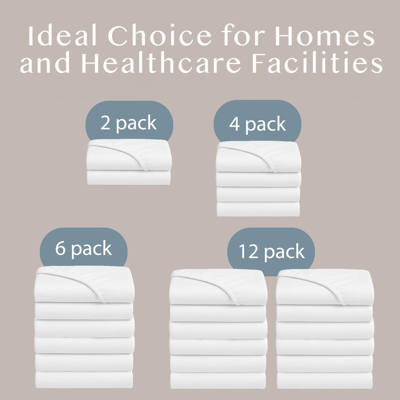 BLISSFORD - 4 Pack Fitted Hospital Bed Sheets with Elastic