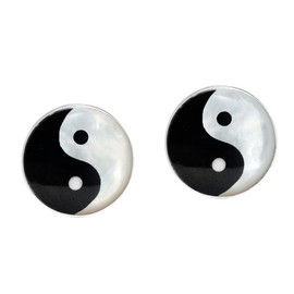 AeraVida Tiny Balance of Life Yin Yang Symbol 10 mm .925 Sterling Silver Stud Earrings | Adorable Sterling Silver Stud Earring for Women