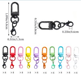 Fubuuf Pack of 40 Colourful Carabiner Key Rings Lobster Hooks, 10 Colours Carabiner Hooks, Small Rotating Metal Clips for DIY Accessories, Keys, Hanging Toys + Transparent Storage Box