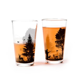 Black Lantern Pint Glass – Beer Glasses for Craft Beer Enthusiasts - One 16oz. Premium Pint Glass for Nature Lovers - Glasses for Cocktails Beer Water and Juice (Hunting Landscape)