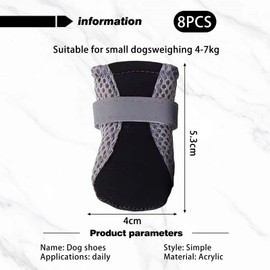 8 Mesh Hundeschuhe, Atmungsaktive Und rutschfeste Haustierschuhe, Schutzschutzabdeckung Für Hundepfoten, Abdeckung des Kleinen Hundefußverlusts, Haustierkleidung Dekoration