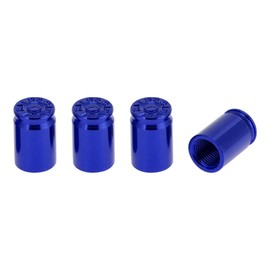 TUCKBOLD 4 Pcs Tire Valve Stem Caps Stylish 7x16.5mm Tyre Valve Dust Covers Bullet Case Shape Blue Aluminum Alloy