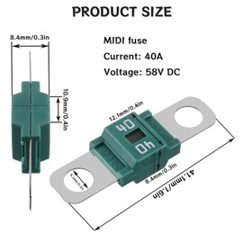 SIGANDG AMI/Midi Fuse 40A High Current Bolt-on Fuse 40 Amp Green for Cars, Buses, Trucks, Caravans, Construction Vehicles (Pack of 3)