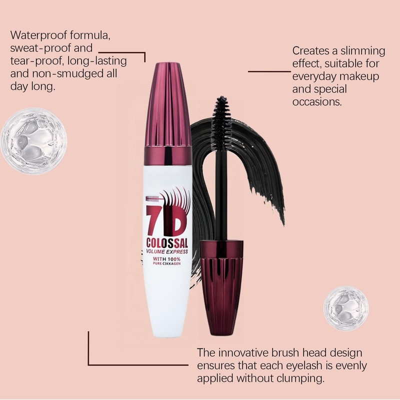 7D Mascara Black,Volumengebende & Wasserfeste Wimperntusche Schwarz