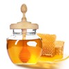 Bitbat Honey Pot 17oz Glass Honey Jar with Dipper, Wooden
