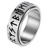 JewelryWe Spinner Stainless Steel Ring: Men's Silver Viking Rune Anxiety