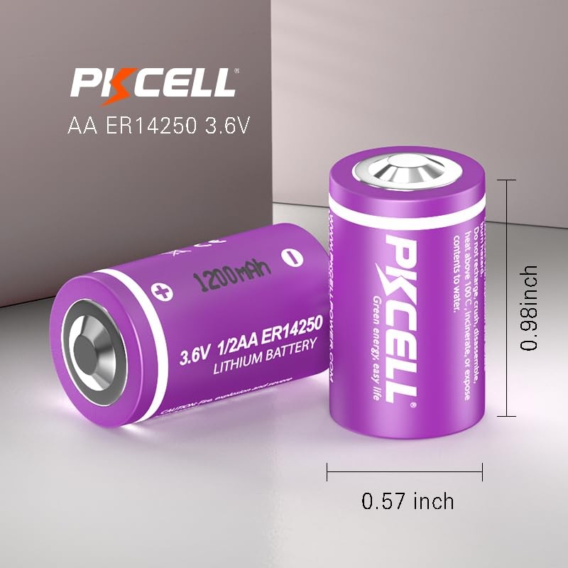 PKCELL ER14250 1/2AA 3.6V Lithium Battery,1200mAh Batteries Compatible for Dog