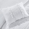 Chezmoi Collection Grace 7-Piece White Floral Chenille Embroidered Pom Pom