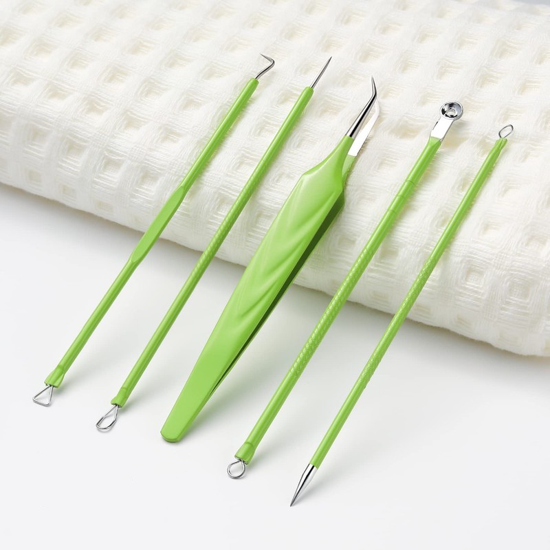 FVION 5 Pieces Blackhead Remover, Comedone Squeezer Set, Pimple Squeezing