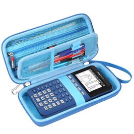 FBLFOBELI Hard Case for Texas Instruments TI-84 Plus CE/TI-84 Plus/TI-83 Plus/Casio fx-9750GIII Color Graphing Calculator, Mesh Pocket for Pens, Cables and Other Accessories (Case Only) (Blue)