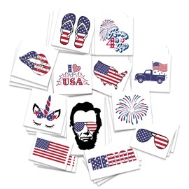 American Flag Temporary Tattoos/Perfect for 4th July - Memorial Day - Veterans Day/Patriotic Body Art/Skin Safe/Removable (4th July)