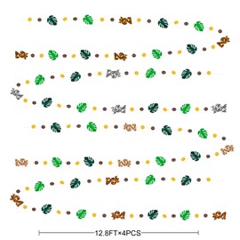 Two Wild Birthday Party Decorations Brown Gold Circle Dot Palm Leaf Jungle Theme Garland 2 Year Old Bday Palm Leaf Dots Streamer for Safari Animal Welcome 2 The Jungle Happy Birthday Party Supplies