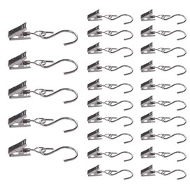 Metal Clip with Hooks - ShiningUU Pack of 20 Sliver Heavy Duty Hanging Clips for Curtains, Photos, Clothes, Art Crafts, Outdoor Activities Wire & Home Decoration, Metal Curtain Hooks, Clip Hooks