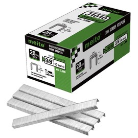 meite 20 Gauge J10 Series 7/16-Inch (11.2mm) Crown 3/8-Inch Length Upholstery Staples for Staple Gun, Fine Wire Galvanized Staples for Carpet, Work Box, Cable, Shed (24 Boxes)