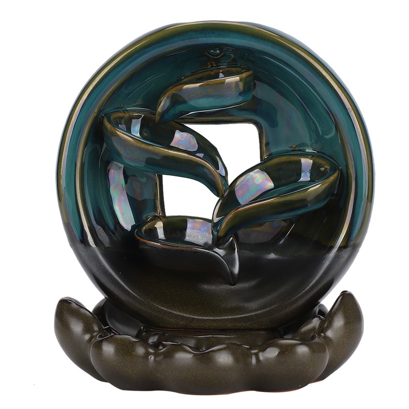 Backflow Incense Burner Waterfall Lotus Base Ceramic Holder Aromatherapy Ornament