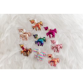 Summer Crystal Unicorn Alligator Hair Clips For Women and Girls - Birthday Daily Holiday Party and Gift (4Pcs Sequins MHHP)
