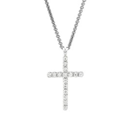 Ritastephens Sterling Silver & Diamond Cross Pendant Necklace 18" 0.05ct